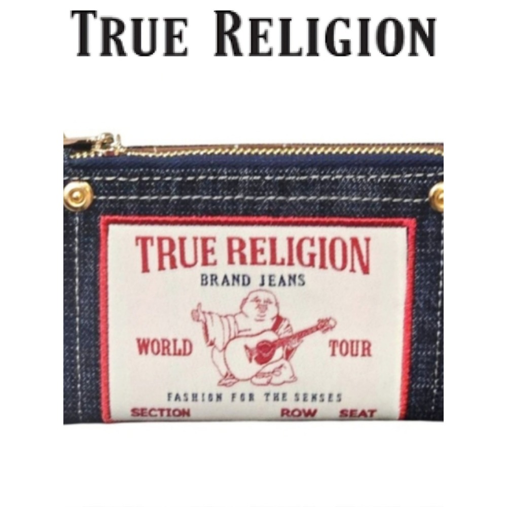 True Religion World Tour Buddha Logo Denim Walletโ